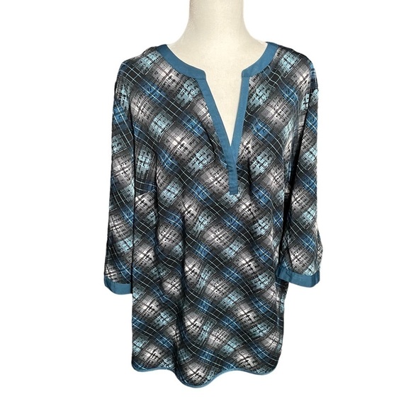 Pennington’s Teal, Black and White - V Neck - Dome Closure - Size 4X - Picture 1 of 9